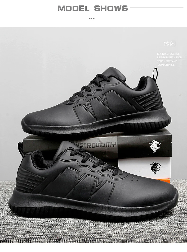 Couple causal Chef Shoes four Season new Lightweight Soft Sole Comfort Oil proof Men and Women's Chef Business Work Leather Shoe