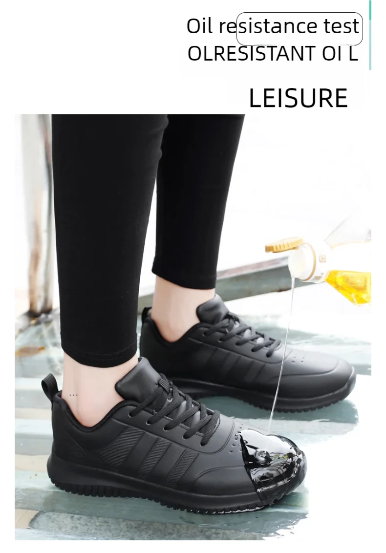 Couple causal Chef Shoes four Season new Lightweight Soft Sole Comfort Oil proof Men and Women's Chef Business Work Leather Shoe