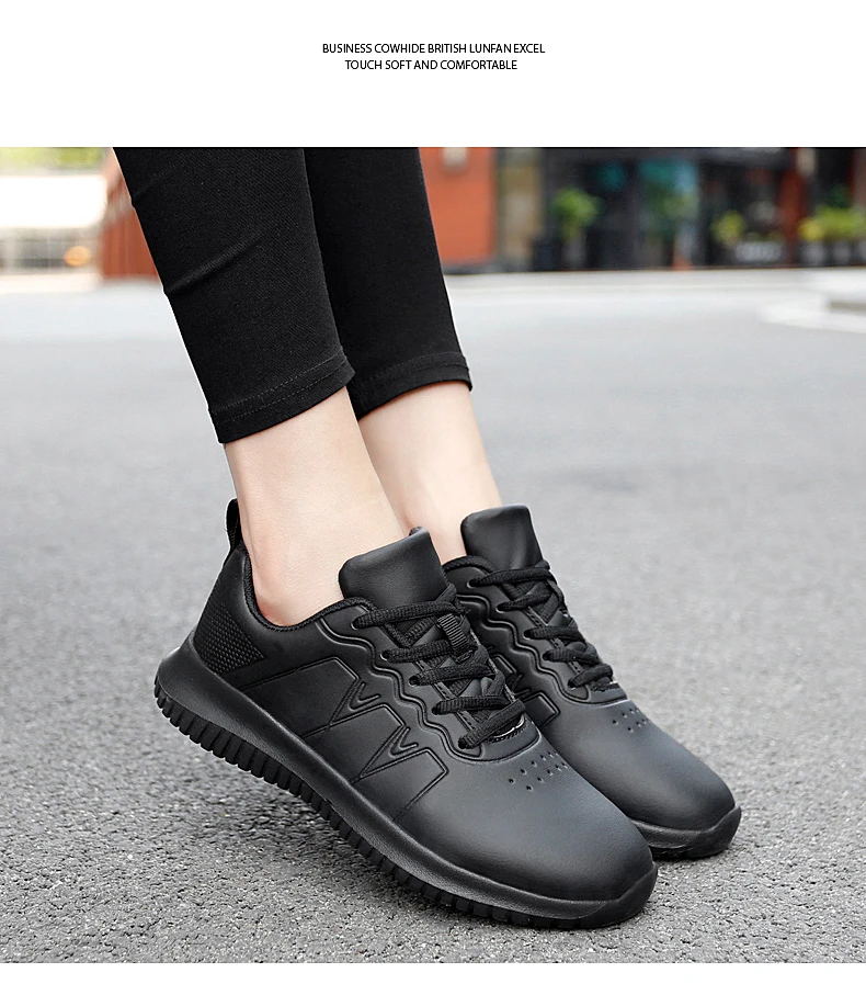 Couple causal Chef Shoes four Season new Lightweight Soft Sole Comfort Oil proof Men and Women's Chef Business Work Leather Shoe