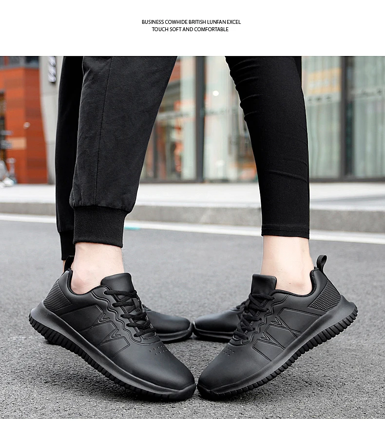 Couple causal Chef Shoes four Season new Lightweight Soft Sole Comfort Oil proof Men and Women's Chef Business Work Leather Shoe