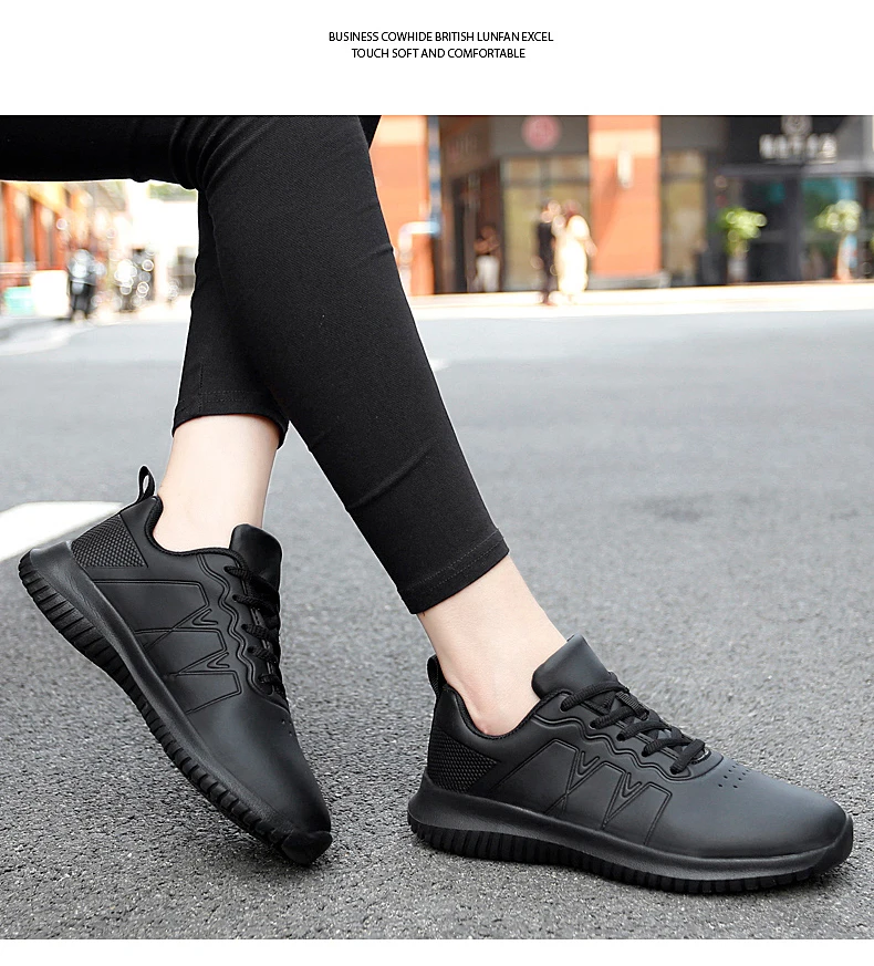 Couple causal Chef Shoes four Season new Lightweight Soft Sole Comfort Oil proof Men and Women's Chef Business Work Leather Shoe