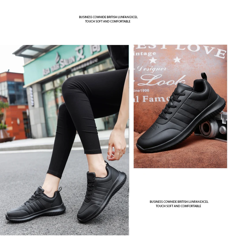 Couple causal Chef Shoes four Season new Lightweight Soft Sole Comfort Oil proof Men and Women's Chef Business Work Leather Shoe