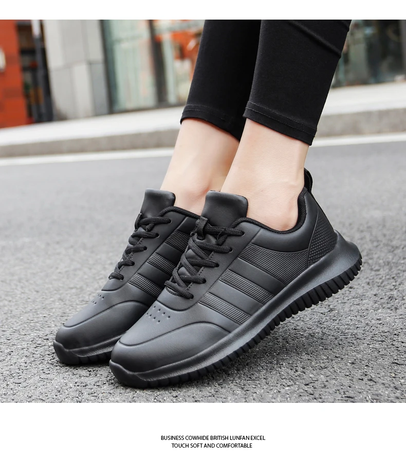 Couple causal Chef Shoes four Season new Lightweight Soft Sole Comfort Oil proof Men and Women's Chef Business Work Leather Shoe