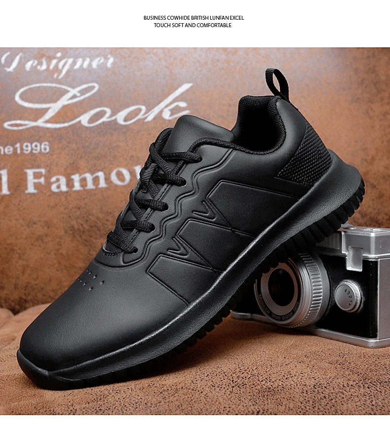 Couple causal Chef Shoes four Season new Lightweight Soft Sole Comfort Oil proof Men and Women's Chef Business Work Leather Shoe