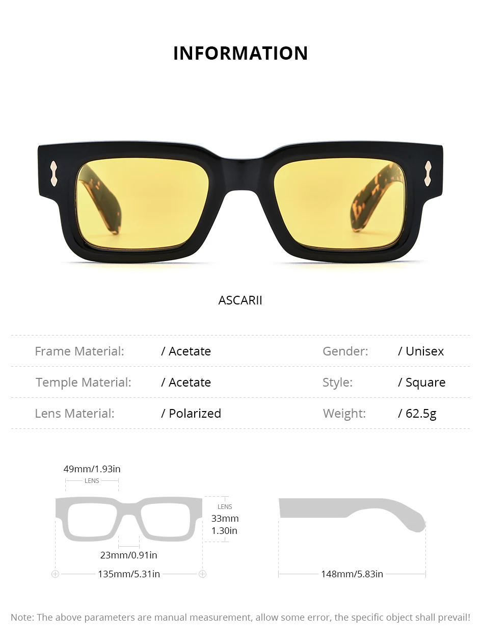 HEPIDEM Acetate Polarized Sun Glasses Women Johnny Depp Brand Designer Glasses Thick Square Sunglasses Men RINI-T