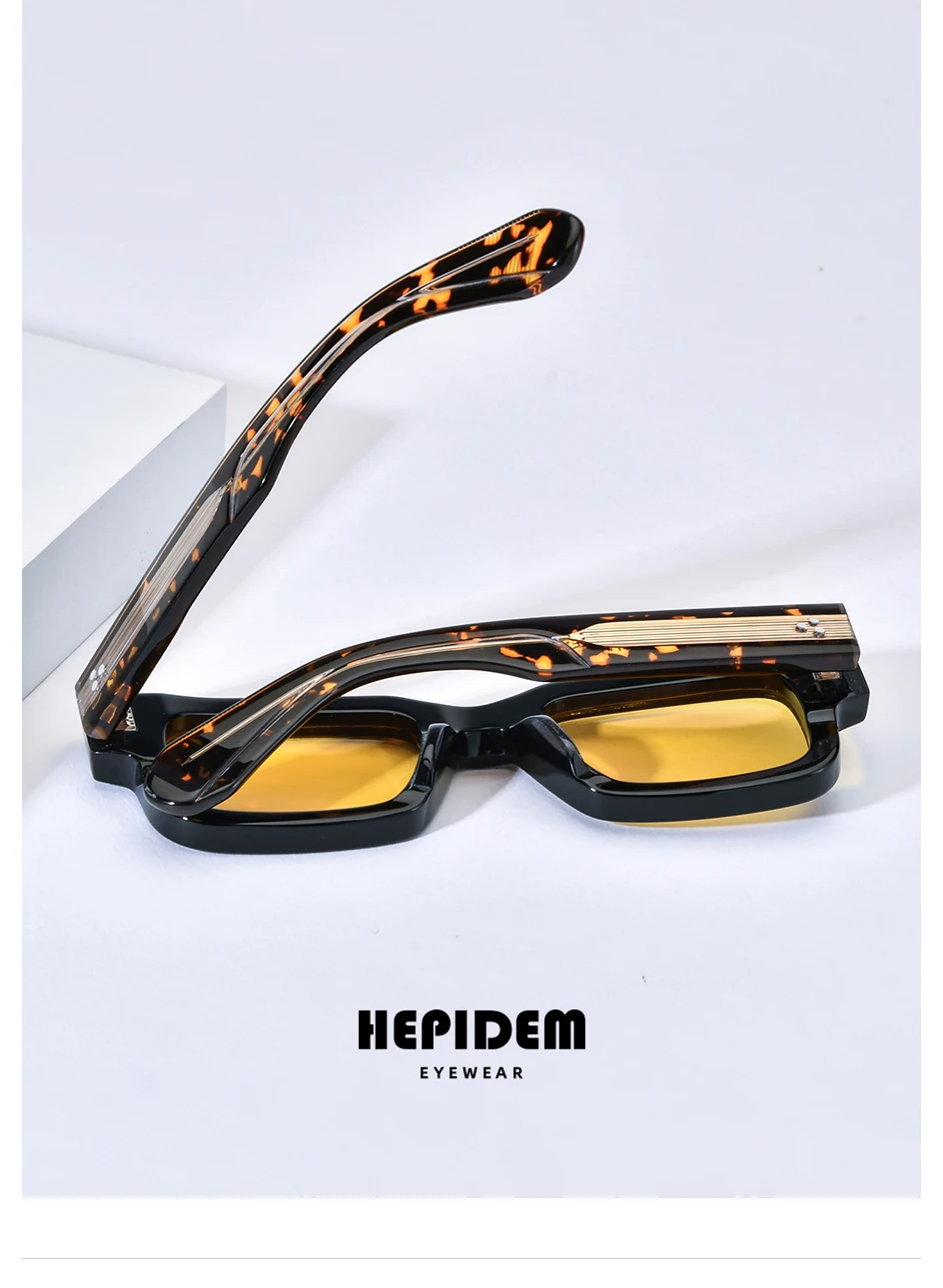 HEPIDEM Acetate Polarized Sun Glasses Women Johnny Depp Brand Designer Glasses Thick Square Sunglasses Men RINI-T