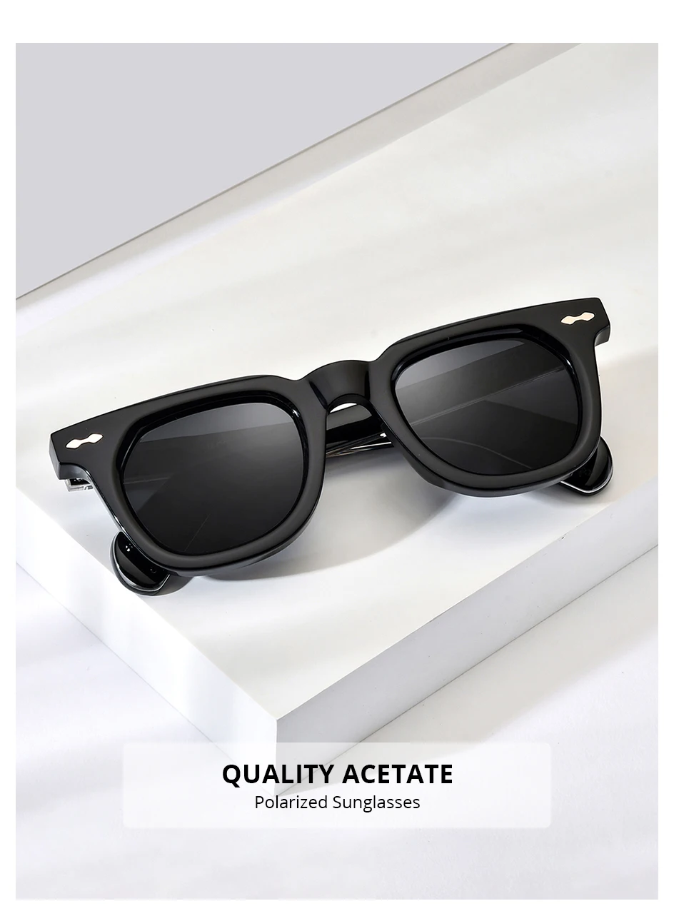 HEPIDEM Acetate Polarized Sun Glasses Women Johnny Depp Brand Designer Glasses Thick Square Sunglasses Men RINI-T