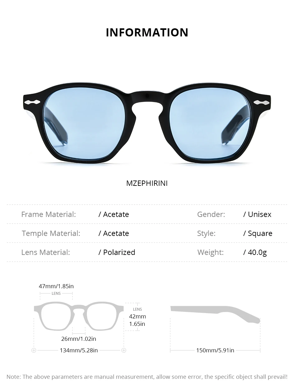 HEPIDEM Acetate Polarized Sun Glasses Women Johnny Depp Brand Designer Glasses Thick Square Sunglasses Men RINI-T