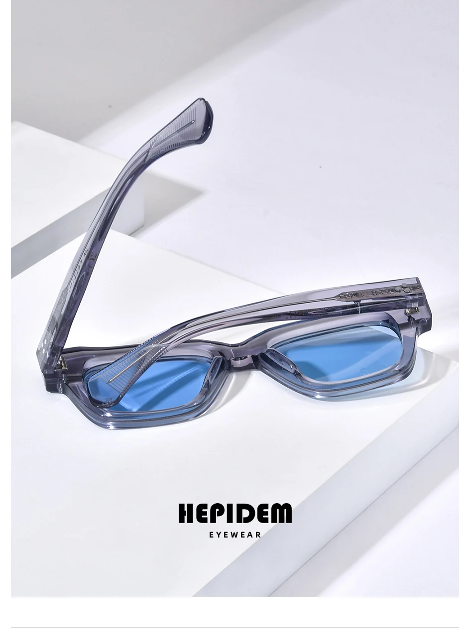 HEPIDEM Acetate Polarized Sun Glasses Women Johnny Depp Brand Designer Glasses Thick Square Sunglasses Men RINI-T