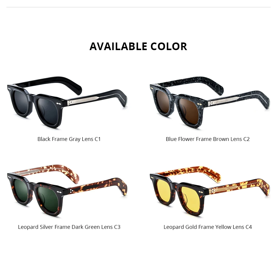 HEPIDEM Acetate Polarized Sun Glasses Women Johnny Depp Brand Designer Glasses Thick Square Sunglasses Men RINI-T