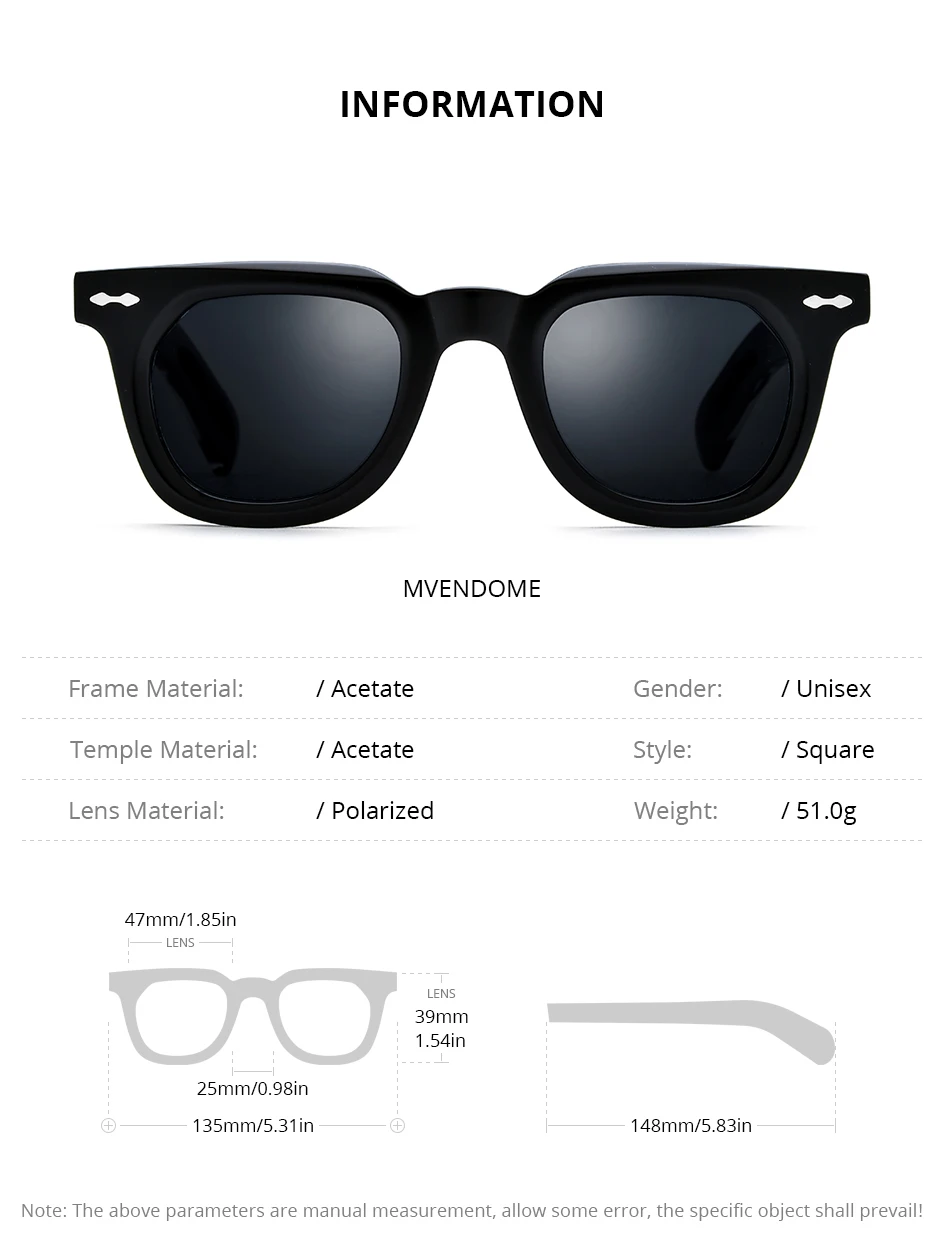 HEPIDEM Acetate Polarized Sun Glasses Women Johnny Depp Brand Designer Glasses Thick Square Sunglasses Men RINI-T