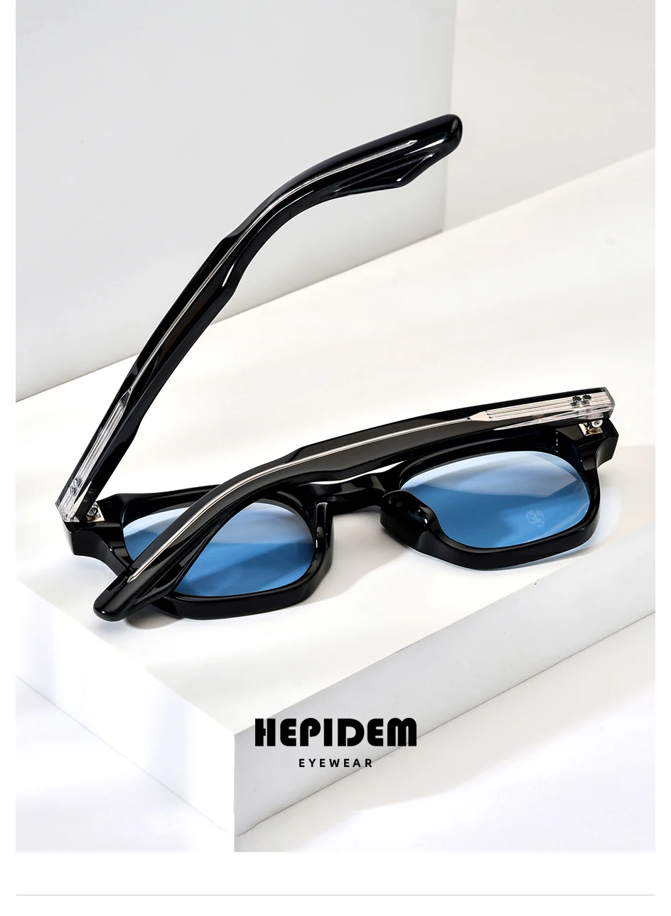 HEPIDEM Acetate Polarized Sun Glasses Women Johnny Depp Brand Designer Glasses Thick Square Sunglasses Men RINI-T