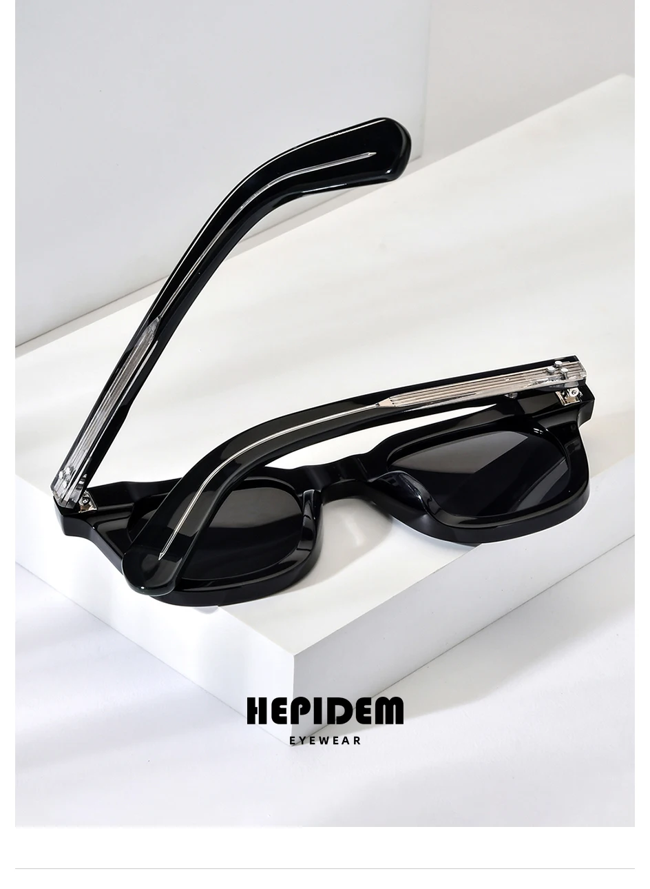 HEPIDEM Acetate Polarized Sun Glasses Women Johnny Depp Brand Designer Glasses Thick Square Sunglasses Men RINI-T