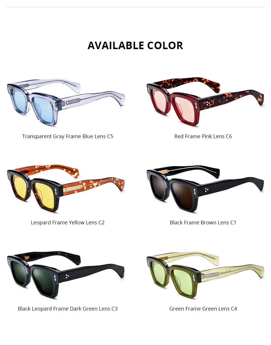HEPIDEM Acetate Polarized Sun Glasses Women Johnny Depp Brand Designer Glasses Thick Square Sunglasses Men RINI-T