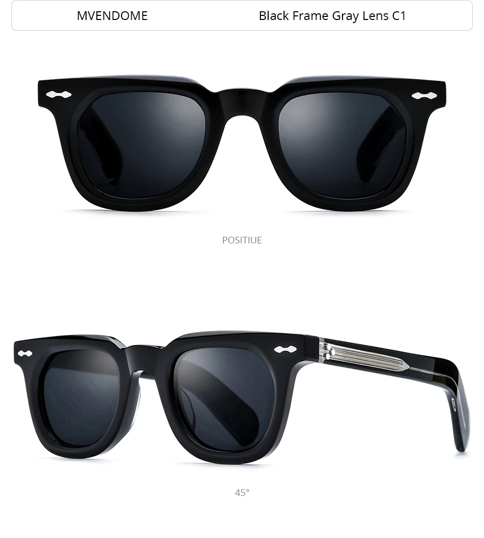 HEPIDEM Acetate Polarized Sun Glasses Women Johnny Depp Brand Designer Glasses Thick Square Sunglasses Men RINI-T
