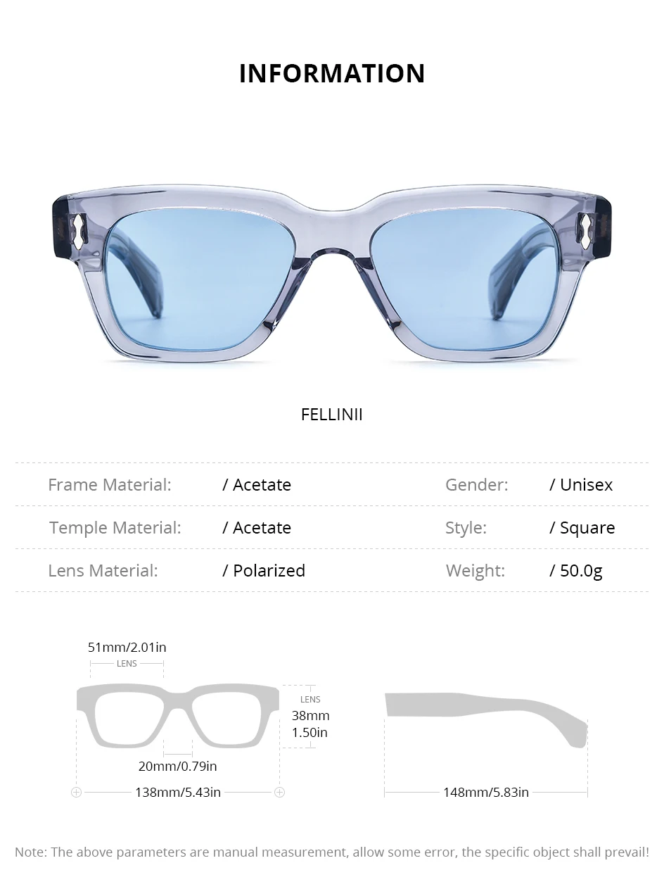 HEPIDEM Acetate Polarized Sun Glasses Women Johnny Depp Brand Designer Glasses Thick Square Sunglasses Men RINI-T