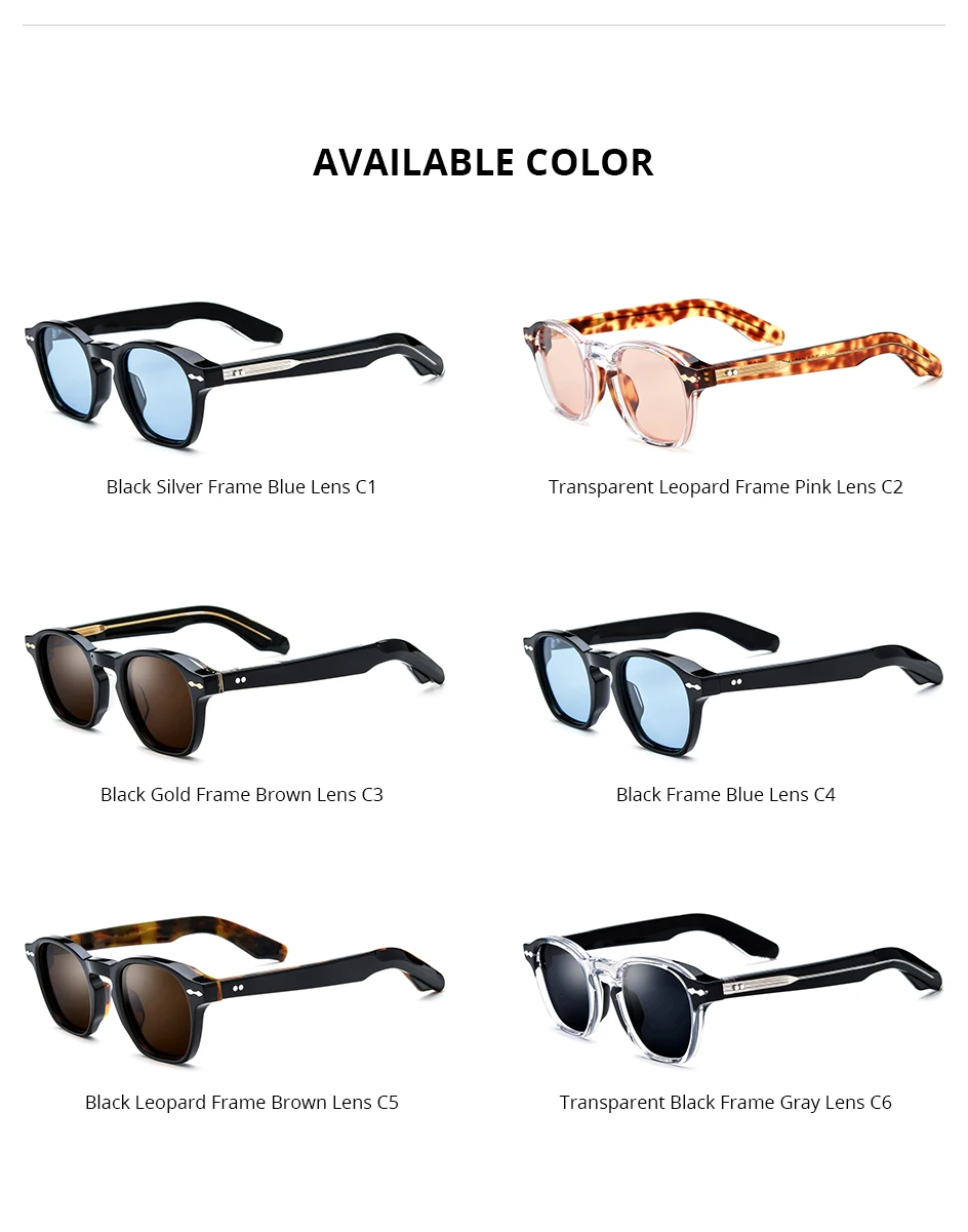 HEPIDEM Acetate Polarized Sun Glasses Women Johnny Depp Brand Designer Glasses Thick Square Sunglasses Men RINI-T