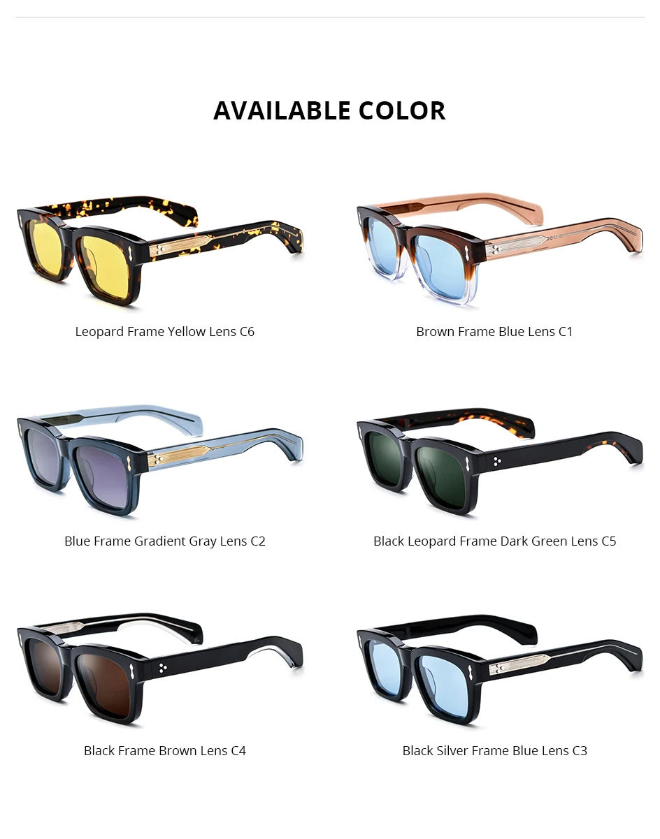HEPIDEM Acetate Polarized Sun Glasses Women Johnny Depp Brand Designer Glasses Thick Square Sunglasses Men RINI-T