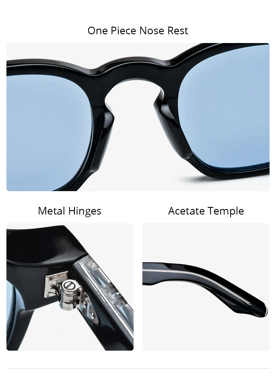 HEPIDEM Acetate Polarized Sun Glasses Women Johnny Depp Brand Designer Glasses Thick Square Sunglasses Men RINI-T