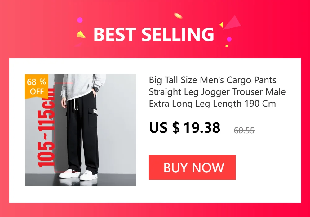 190 Cm Tall Men's Pants Straight Summer Trouser Male Extra Long Leg Length 115 110cm Lengthed Casual Fashion 200cm Thin Teenager