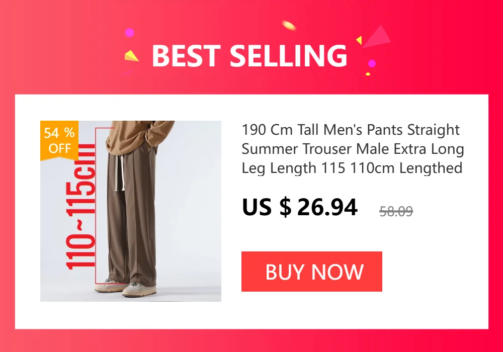 190 Cm Tall Men's Pants Straight Summer Trouser Male Extra Long Leg Length 115 110cm Lengthed Casual Fashion 200cm Thin Teenager