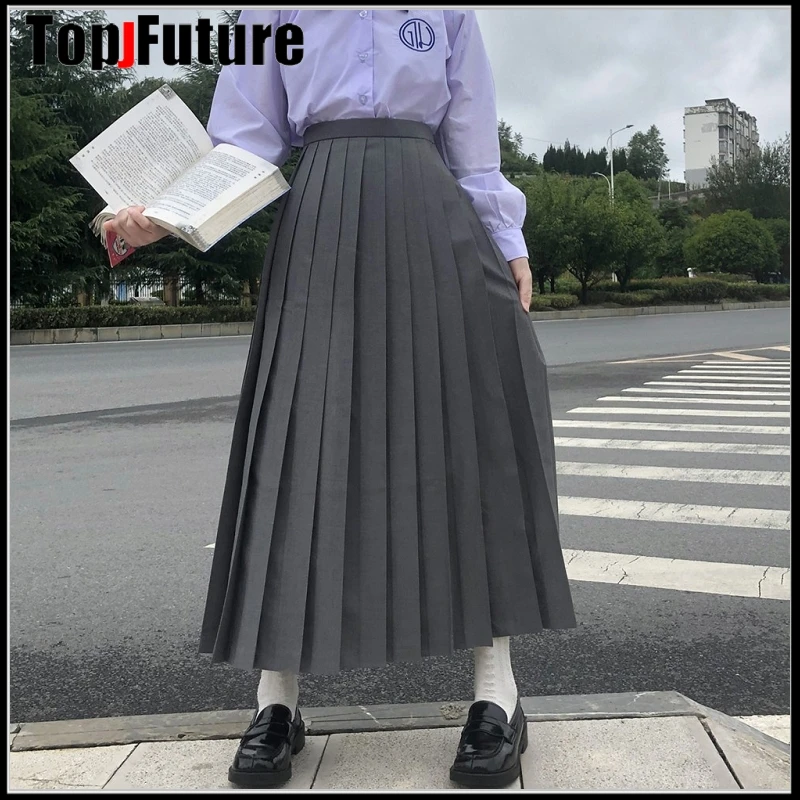 80cm 90cm SUPER LONG Japanese School Uniforms Women Pleated JK Suit Bad Girl Preppy Student Girls Academy Style Long Skirt