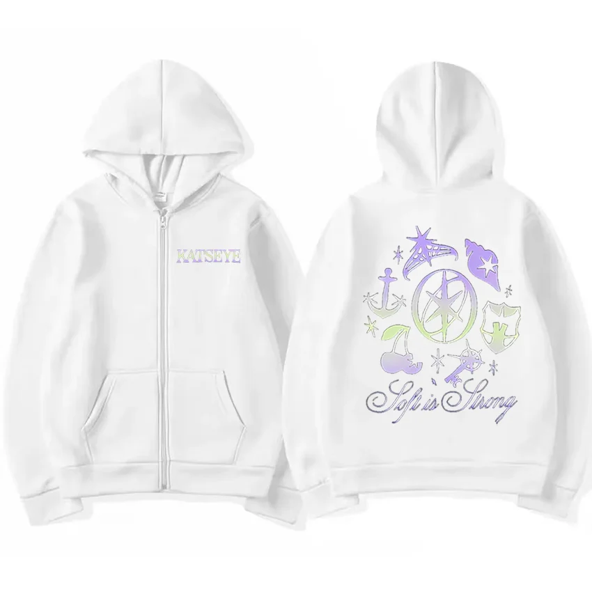Katseye Graphics tracksuit vintage Hoodie Men Women 2025 tops Fleece fashion clothes Hip Hop Coat Zip Up Jacket Loose streetwear