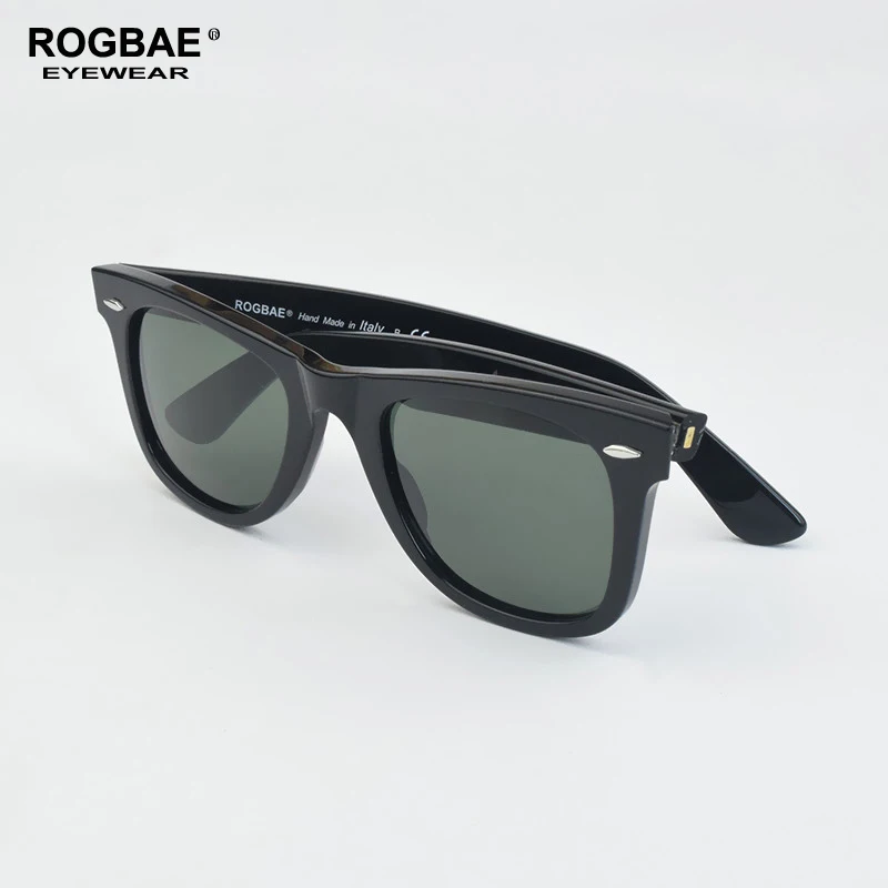 ROGBAE Tilting sunglasses men classics Glass lens Acetate sun glasses R214s Luxury Brand Rivet Design Goggles Female sunglass