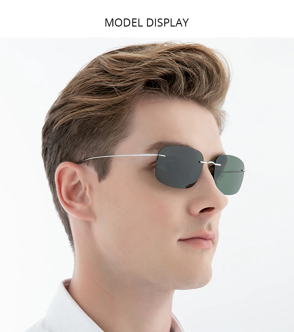 FONEX Titanium Rimless Sunglasses Men Austria Ultralight Frameless Square Polarized Sun Glasses for Women Japanese Shades 85694