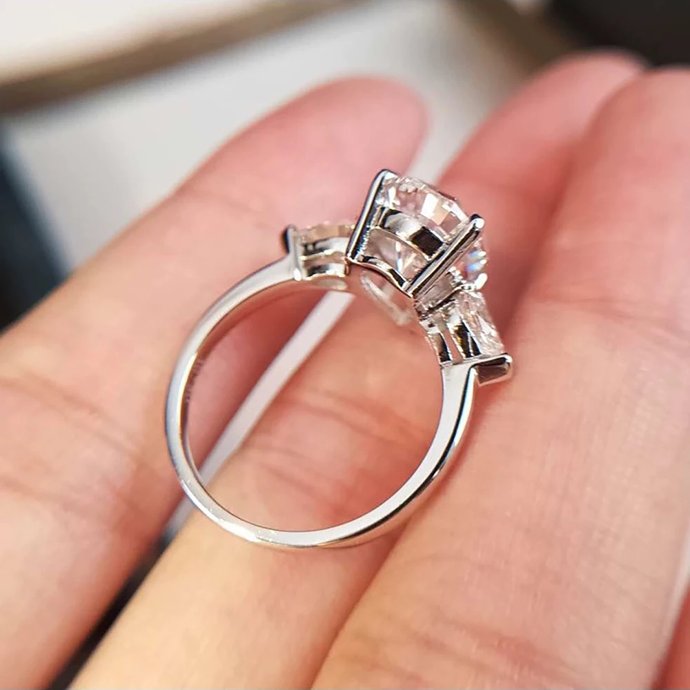 1/2/3/6Carat Pear Cut Moissanite Diamond Engagement Rings for Women 925 Sterling Silver 3-stone Waterdrop Shape Wedding Ring