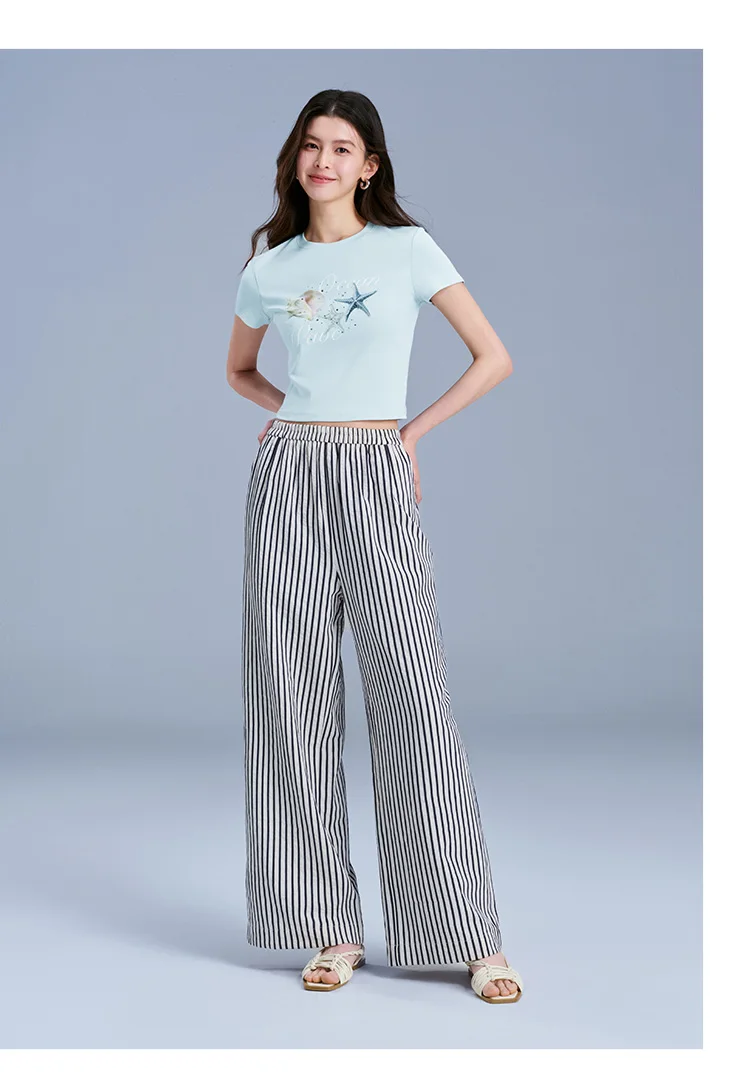 Semir Vacation Style Short Sleeve T-Shirt Women Petite Fit Cooling Print 2025 New Summer Beachwear Ideal for Tropical Holidays
