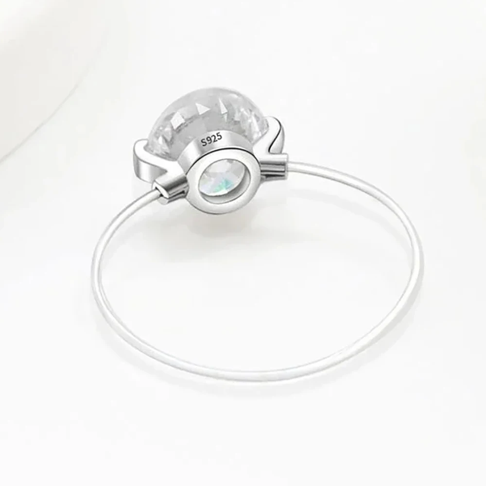 IGOTOS Transparent Fishing Line Moissanite Ring Certified S925 Sterling Silver Round Diamond Ring Wedding Band Jewelry for Women