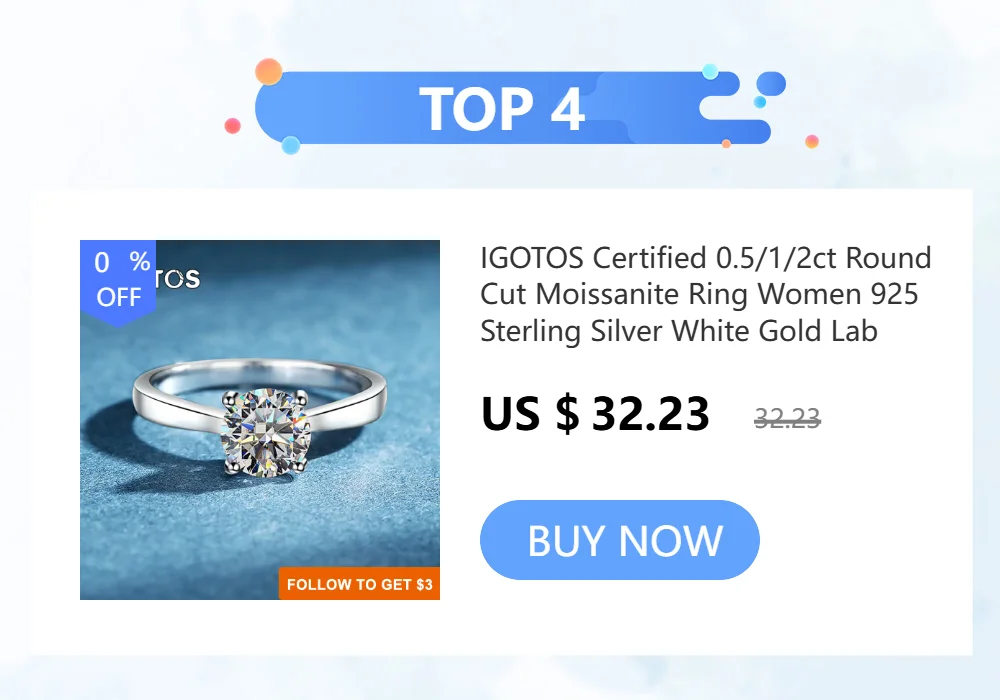 IGOTOS Transparent Fishing Line Moissanite Ring Certified S925 Sterling Silver Round Diamond Ring Wedding Band Jewelry for Women