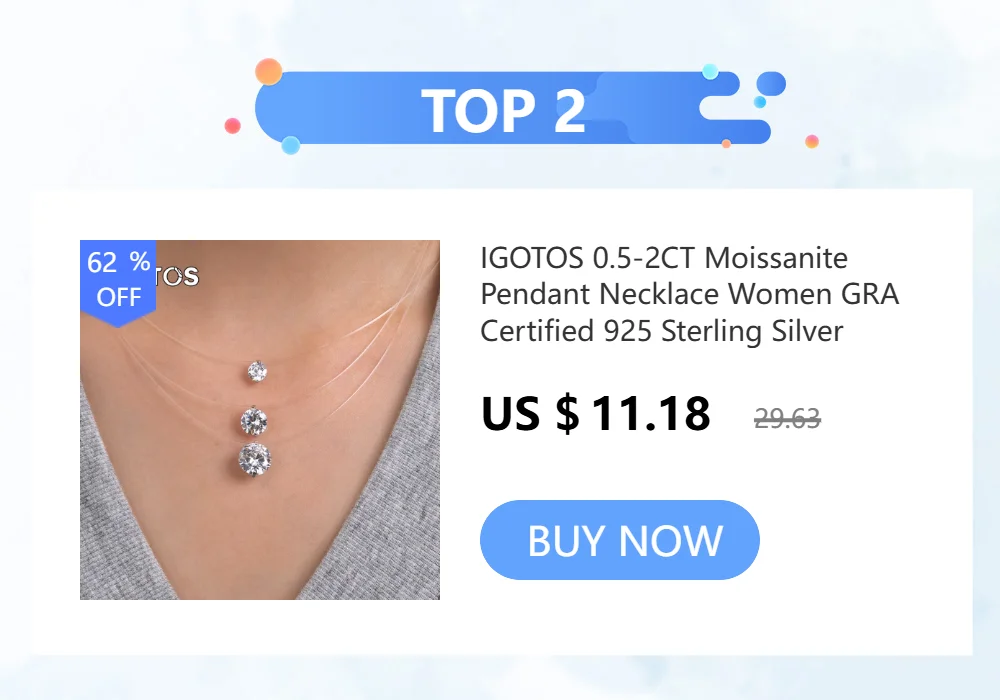 IGOTOS Transparent Fishing Line Moissanite Ring Certified S925 Sterling Silver Round Diamond Ring Wedding Band Jewelry for Women