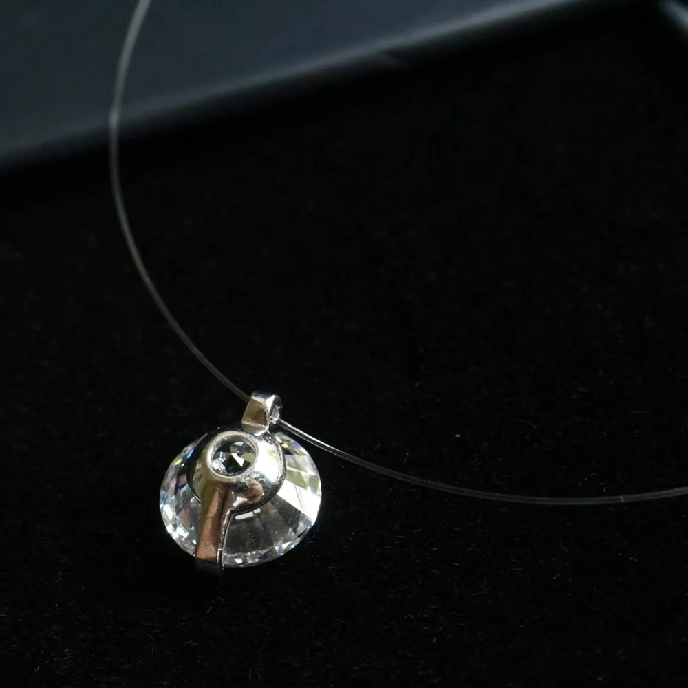 IGOTOS 0.5-5CT Moissanite Pendant Necklace Women  Certified 925 Sterling Silver Transparent Fishing Line Choker Chain Jewelry