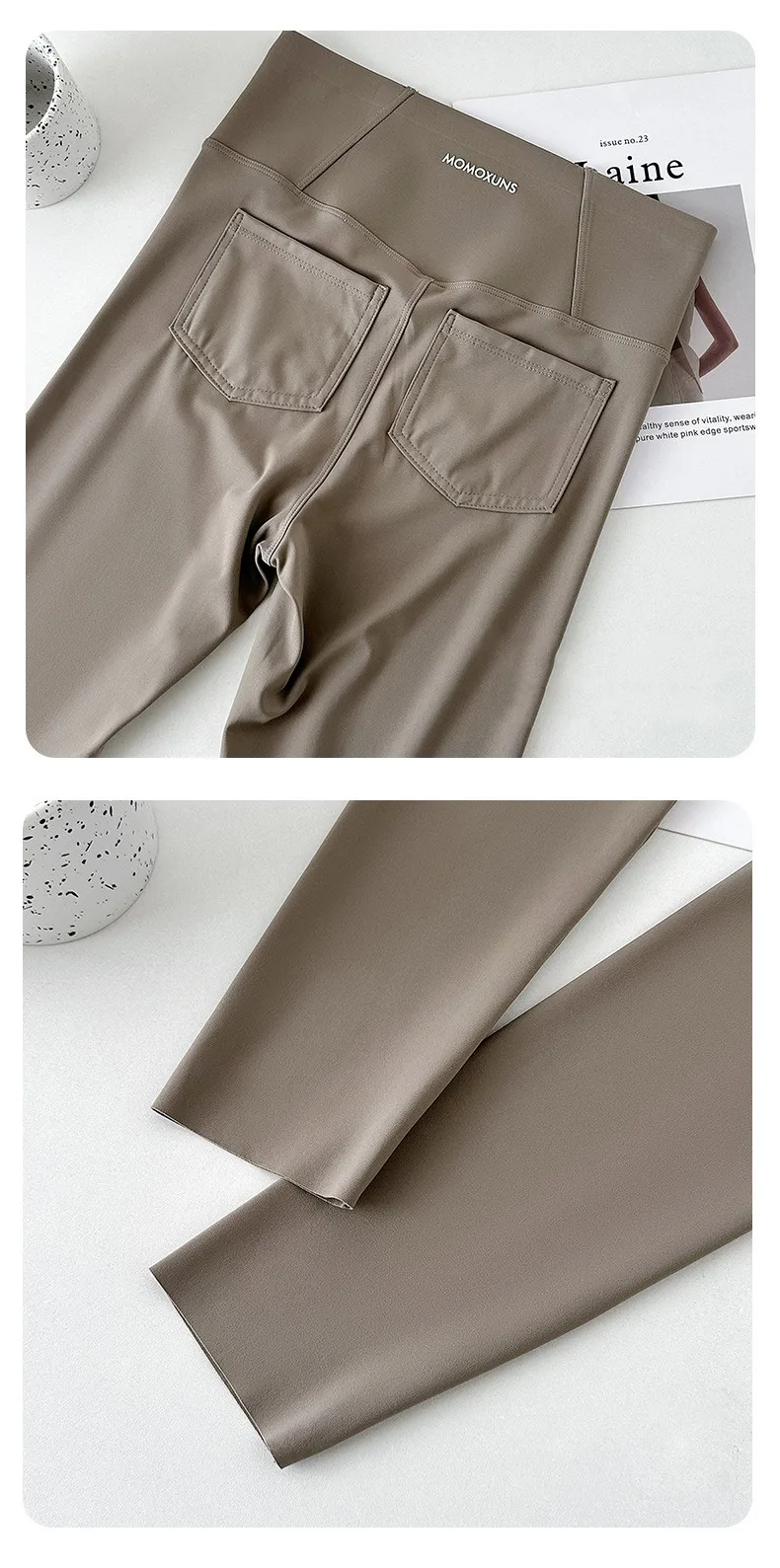 BIVIGAOS 2026 Spring Summer Back Pocket Sharkskin Leggings Women White Tight Casual Sport Fitness Leggings Skinny Pencil Pants