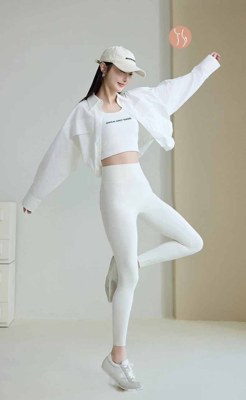 BIVIGAOS 2026 Spring Summer Back Pocket Sharkskin Leggings Women White Tight Casual Sport Fitness Leggings Skinny Pencil Pants