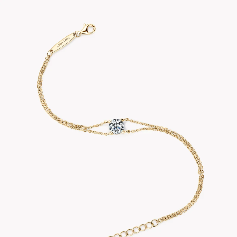 Lnngy 6.5mm 1ct Moissanite Bracelet 925 Sterling Silver Certified Double Chain Bracelets For Women Charm Wedding Jewelry Gift