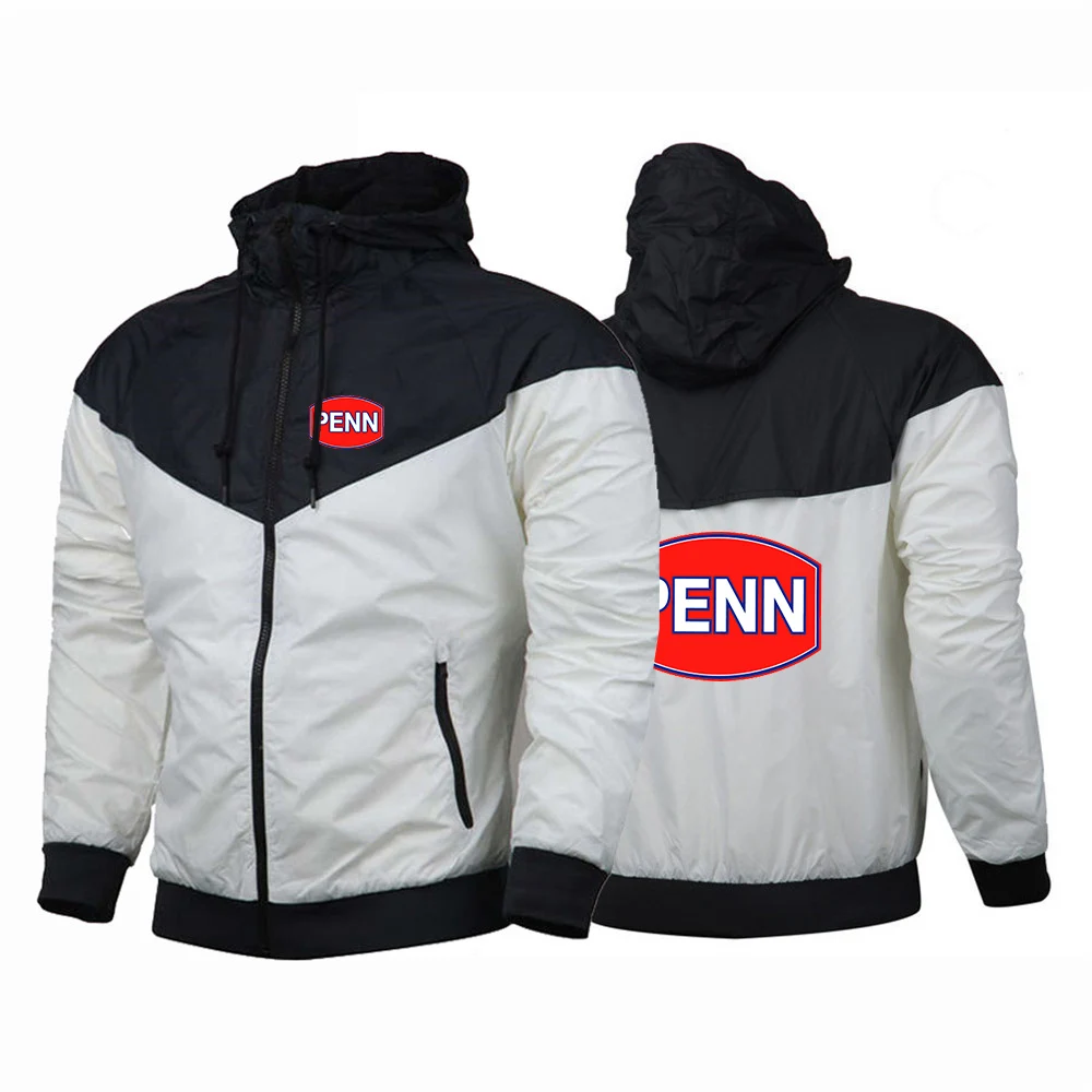 2024 Penn Fishing Reel Men New Spring and Autumn Printing Trendy Breathable Five-Color Stitching Windbreaker Thin Jacket Tops