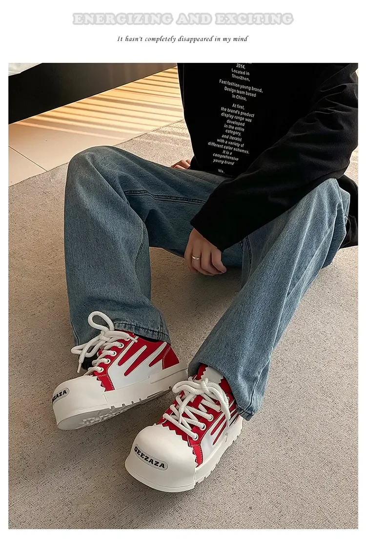 Sneakers Casual Plus Size 43 44 Mens Womens Designer Big-head Board Shoes Fashion Casual Leather Height Increased Platform Shoes