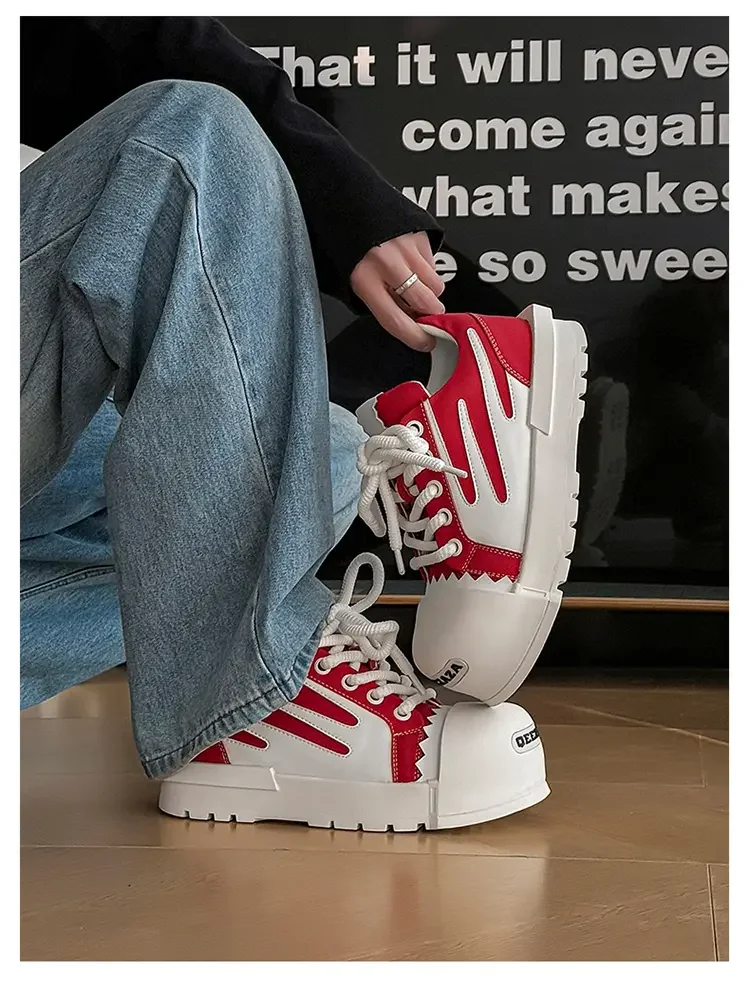 Sneakers Casual Plus Size 43 44 Mens Womens Designer Big-head Board Shoes Fashion Casual Leather Height Increased Platform Shoes