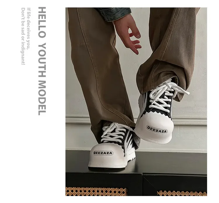 Sneakers Casual Plus Size 43 44 Mens Womens Designer Big-head Board Shoes Fashion Casual Leather Height Increased Platform Shoes