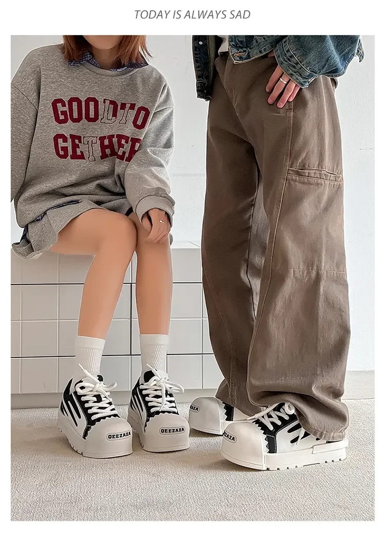 Sneakers Casual Plus Size 43 44 Mens Womens Designer Big-head Board Shoes Fashion Casual Leather Height Increased Platform Shoes