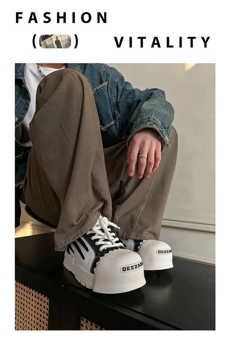 Sneakers Casual Plus Size 43 44 Mens Womens Designer Big-head Board Shoes Fashion Casual Leather Height Increased Platform Shoes