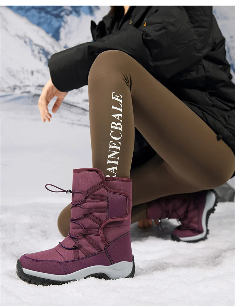 Brand Men's Winter Shoes Waterproof Men's Boots Warm Plush Couple Snow Boots Outdoor Non-slip Hiking Boots Men Work Ankle Boots