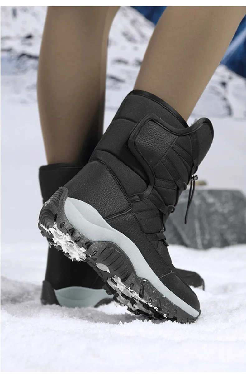 Brand Men's Winter Shoes Waterproof Men's Boots Warm Plush Couple Snow Boots Outdoor Non-slip Hiking Boots Men Work Ankle Boots