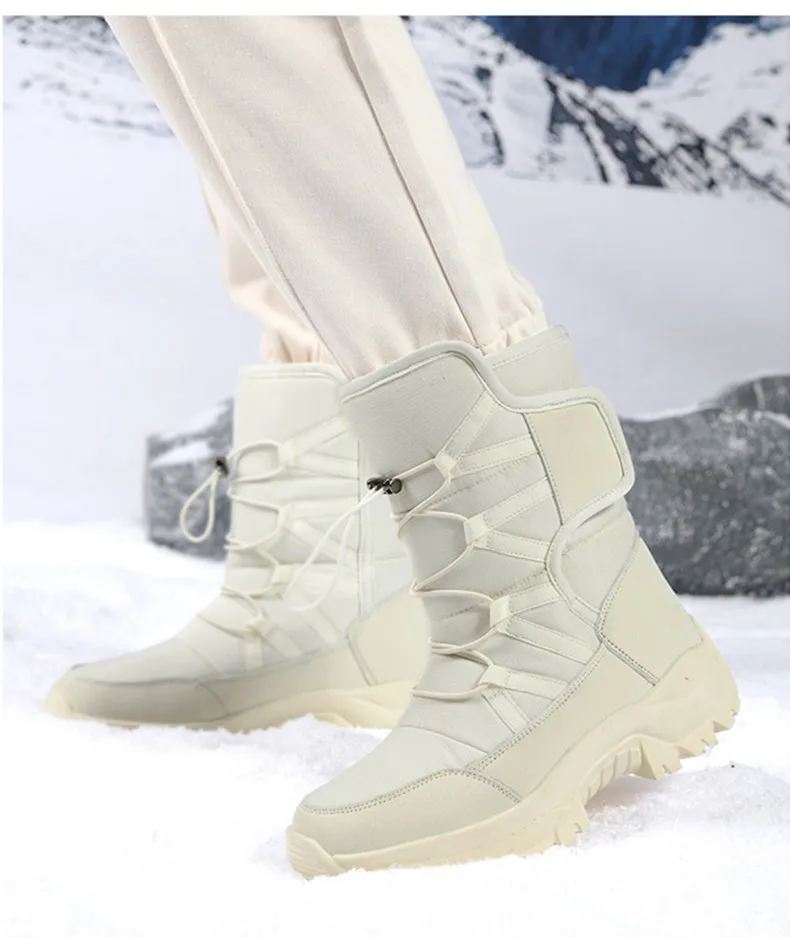 Brand Men's Winter Shoes Waterproof Men's Boots Warm Plush Couple Snow Boots Outdoor Non-slip Hiking Boots Men Work Ankle Boots