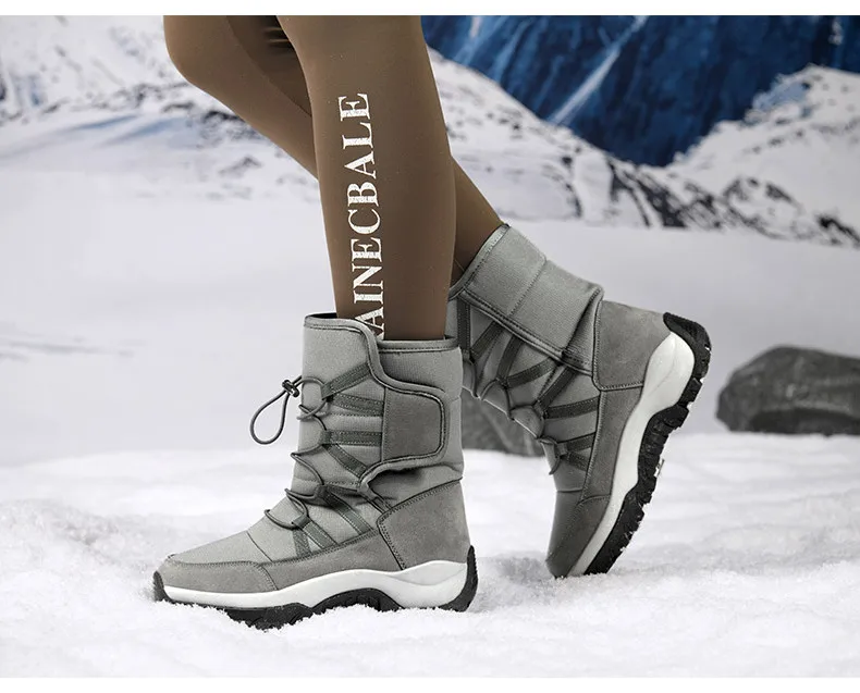 Brand Men's Winter Shoes Waterproof Men's Boots Warm Plush Couple Snow Boots Outdoor Non-slip Hiking Boots Men Work Ankle Boots