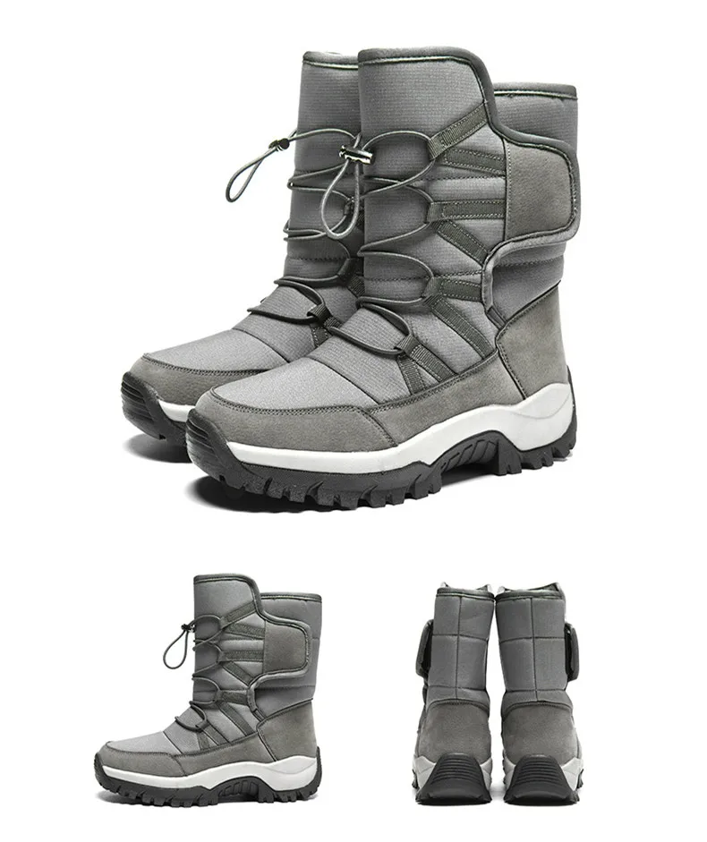 Brand Men's Winter Shoes Waterproof Men's Boots Warm Plush Couple Snow Boots Outdoor Non-slip Hiking Boots Men Work Ankle Boots
