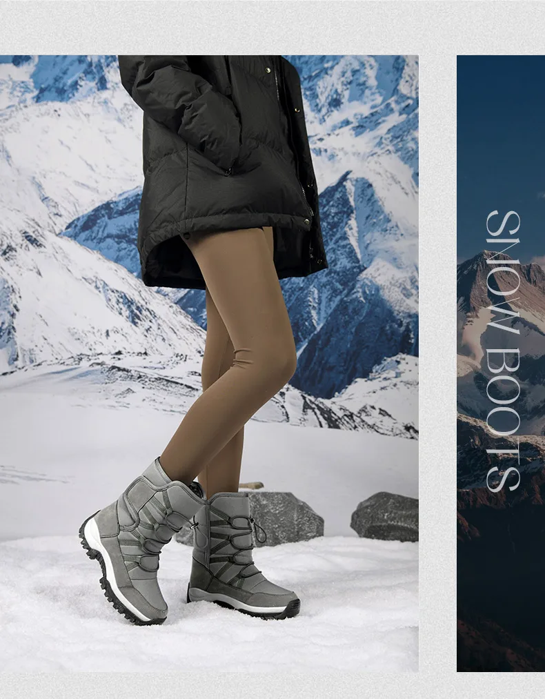 Brand Men's Winter Shoes Waterproof Men's Boots Warm Plush Couple Snow Boots Outdoor Non-slip Hiking Boots Men Work Ankle Boots